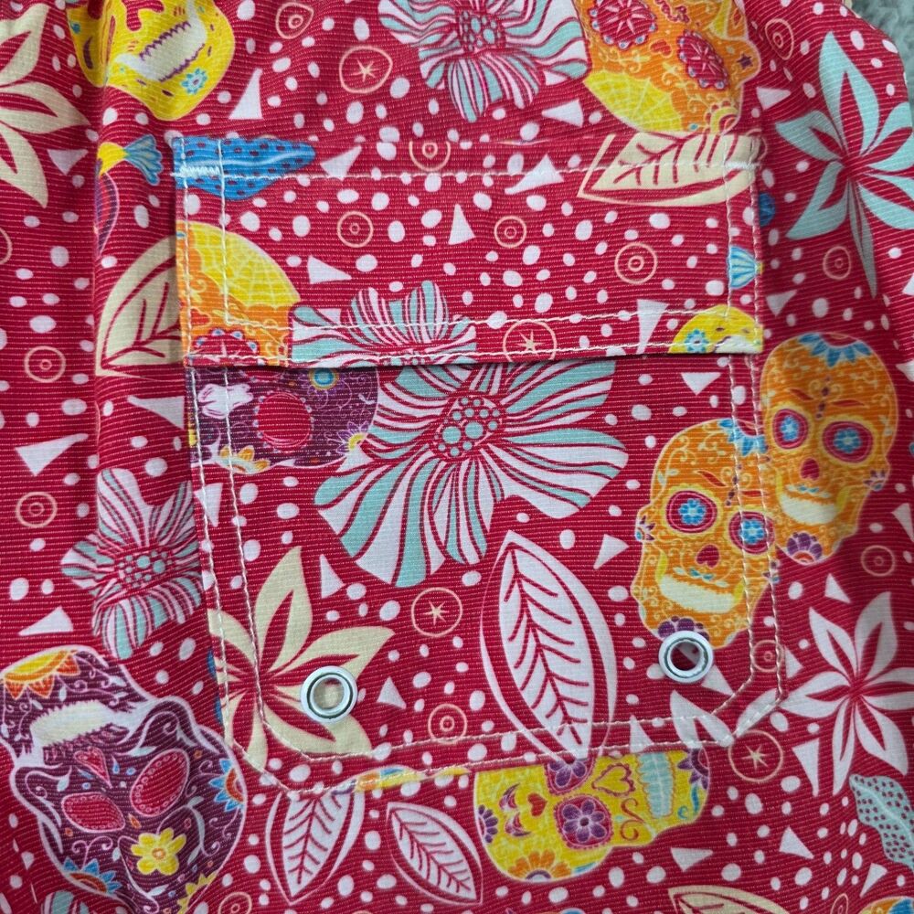 johnnie-O Boy's Eden Swim Trunks Lightweight 7” Red Drawstring Sz 12 - Picture 5 of 13